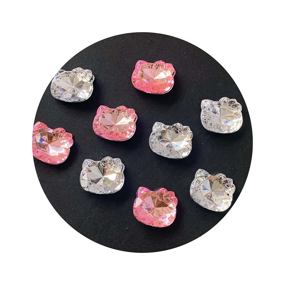 200Pcs Clear Crystal Decorations Flat Back Resin Cat Head Shape Rehinestons Buttons for DIY Jewelry Crafts Wedding Accessories