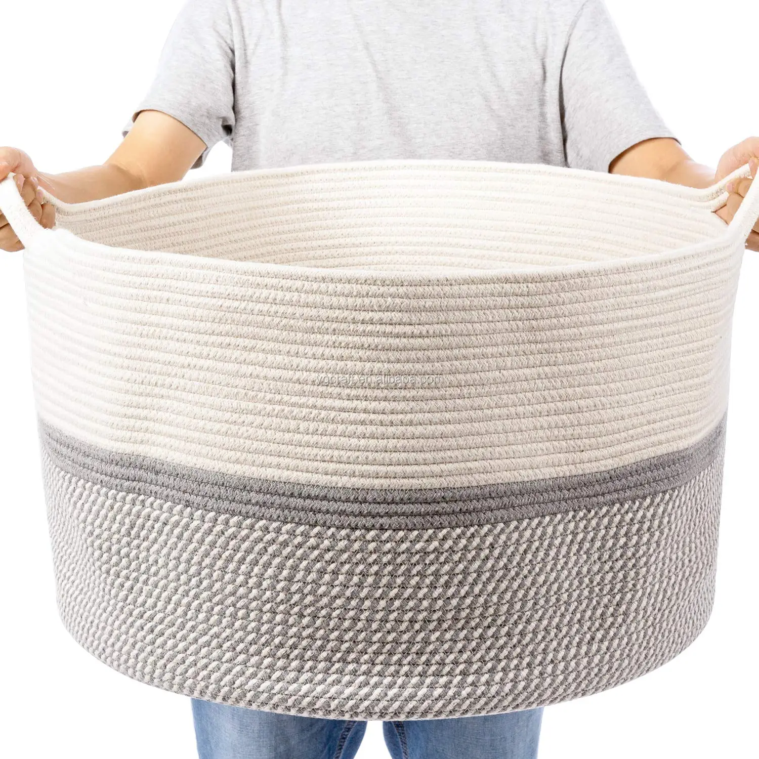 Yuguang Extra Large Storage Rope Baskets,2pcs Woven Baskets,Blanket