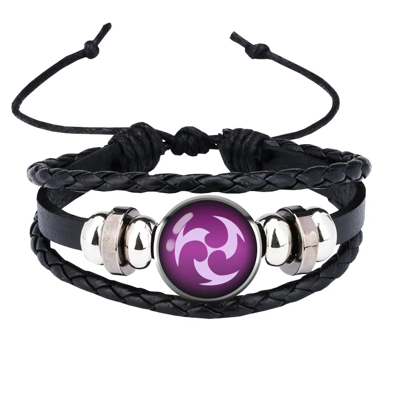 

Anime Genshin Impact Jewelry Accessories Eye of God LOGO Luminous Gemstone Leather Bracelet