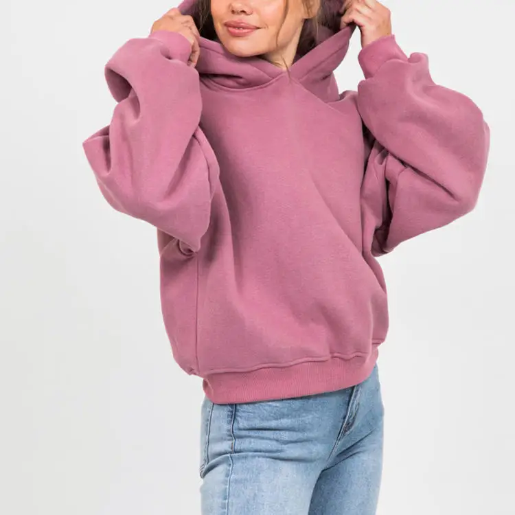 

HD838 Great Quality Heavy Thick Long Sleeve Screenprint Custom Logo Cotton Puff Oversize Hoodie For Woman
