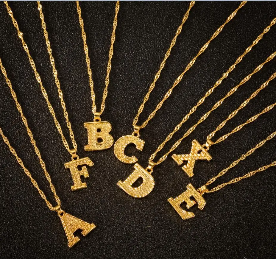 Wholesale Jewelry Alphabet Letter Gold Pendant Custom Plate Name