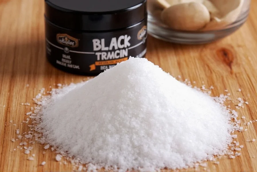 Assorted jars of black sea salt on a kitchen shelf