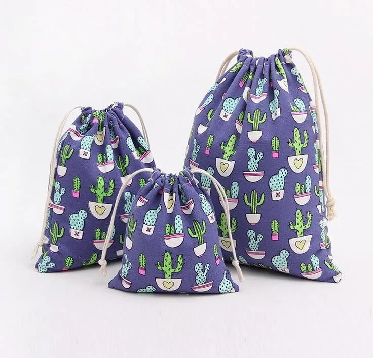 

Canvas Candy Gift Bags for Children Cactus Beam Port Drawstring Bags Small Jewelry Gift Storage Bags