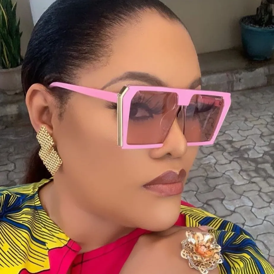 

Vintage Big Frame Black Flat Top Women Shades Fashion Square Oversized Sunglasses