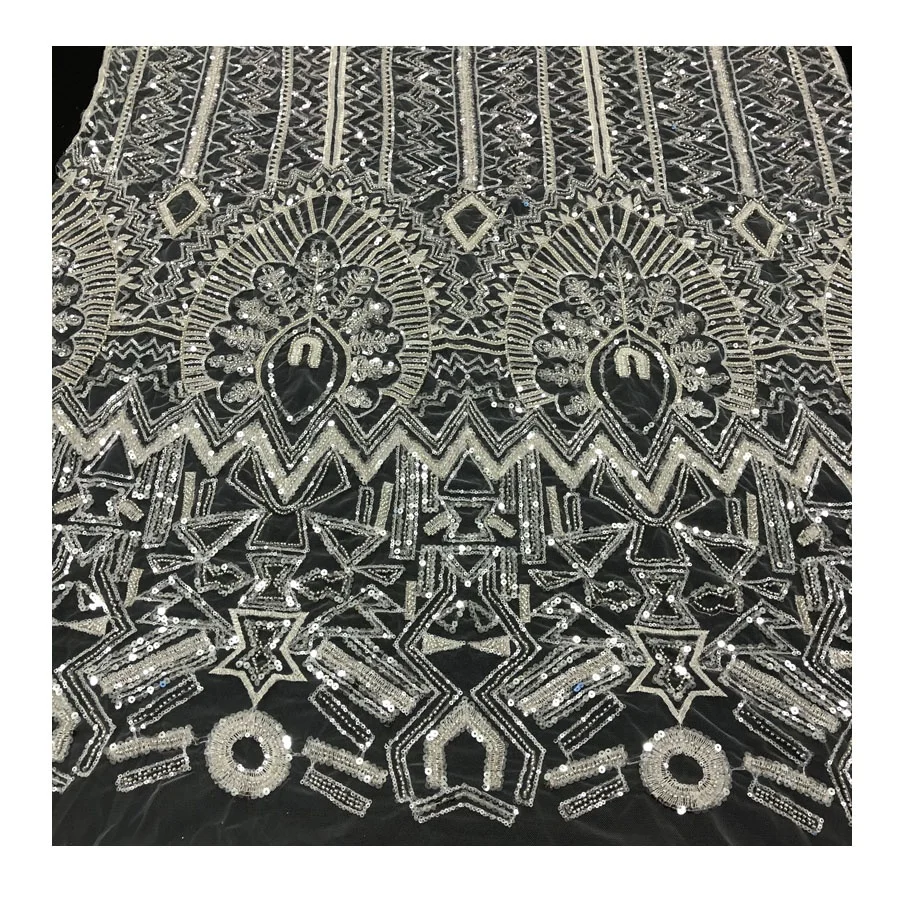 2019 high quality tulle lace fabric swiss bead embroidery sequin lace fabrics
