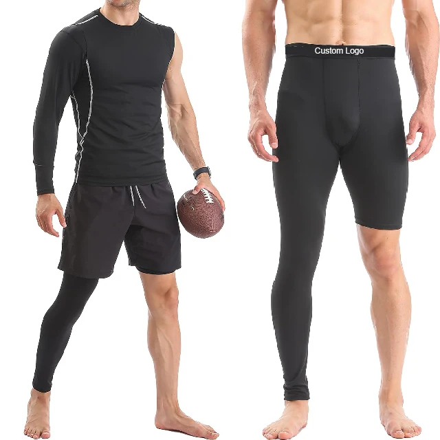 Custom Men Basketball Single Leg Training Base Layer Underwear High Elastic Sport 1/2 One Leg Compression Fitness Pants