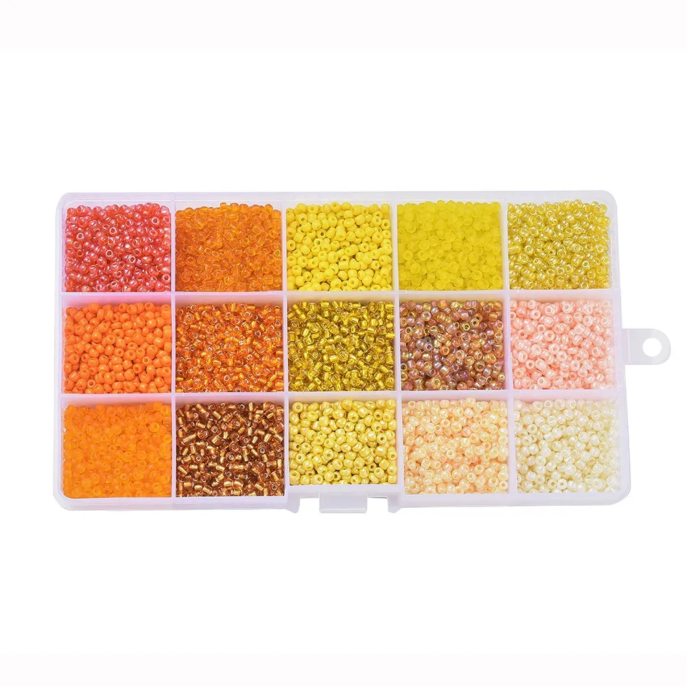 

15 Colors Orange Series 2mm/4mm Glass Seed Beads For Jewelry Making DIY Handmade Accessories, Mixed