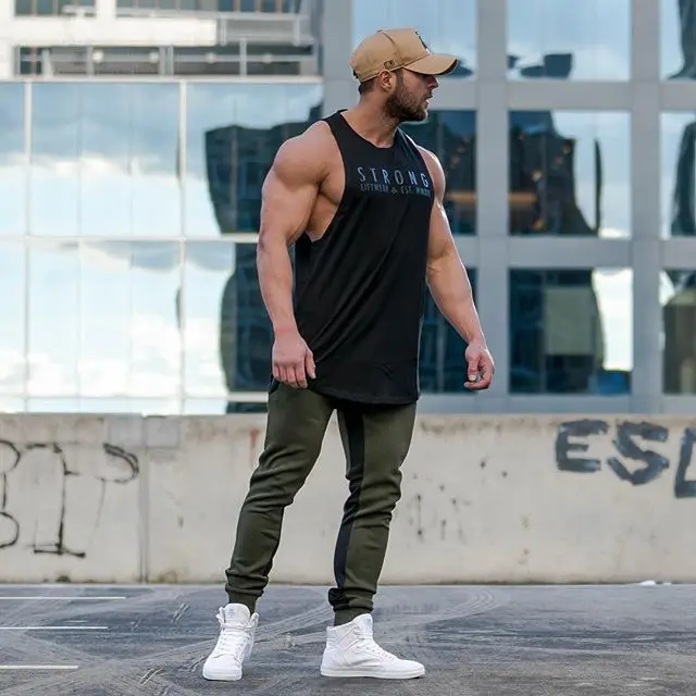 

Summer New Men's Sports Fitness Vest Stretch Factory Direct Sales Tank Tops