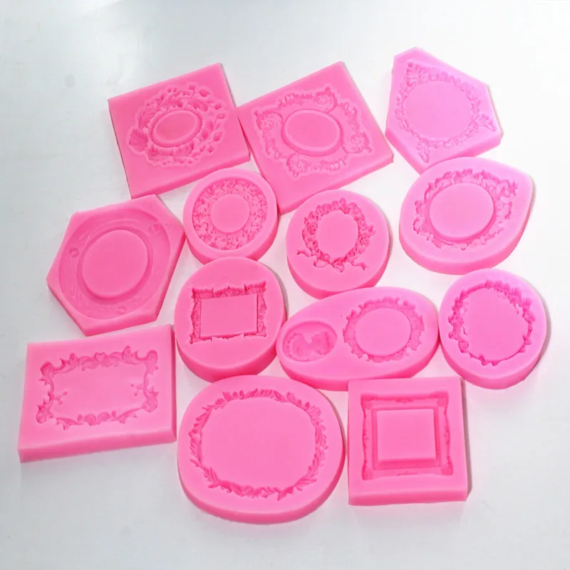 

European style retro hollow photo frame fondant silicone mold moldes de silicona moldes velas silicona resina, Random