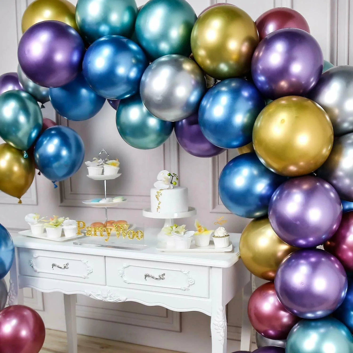 

Shuaian 5 inch 100 pcs chrome balloons party decorations baby shower decoration birthday metallic latex balloons