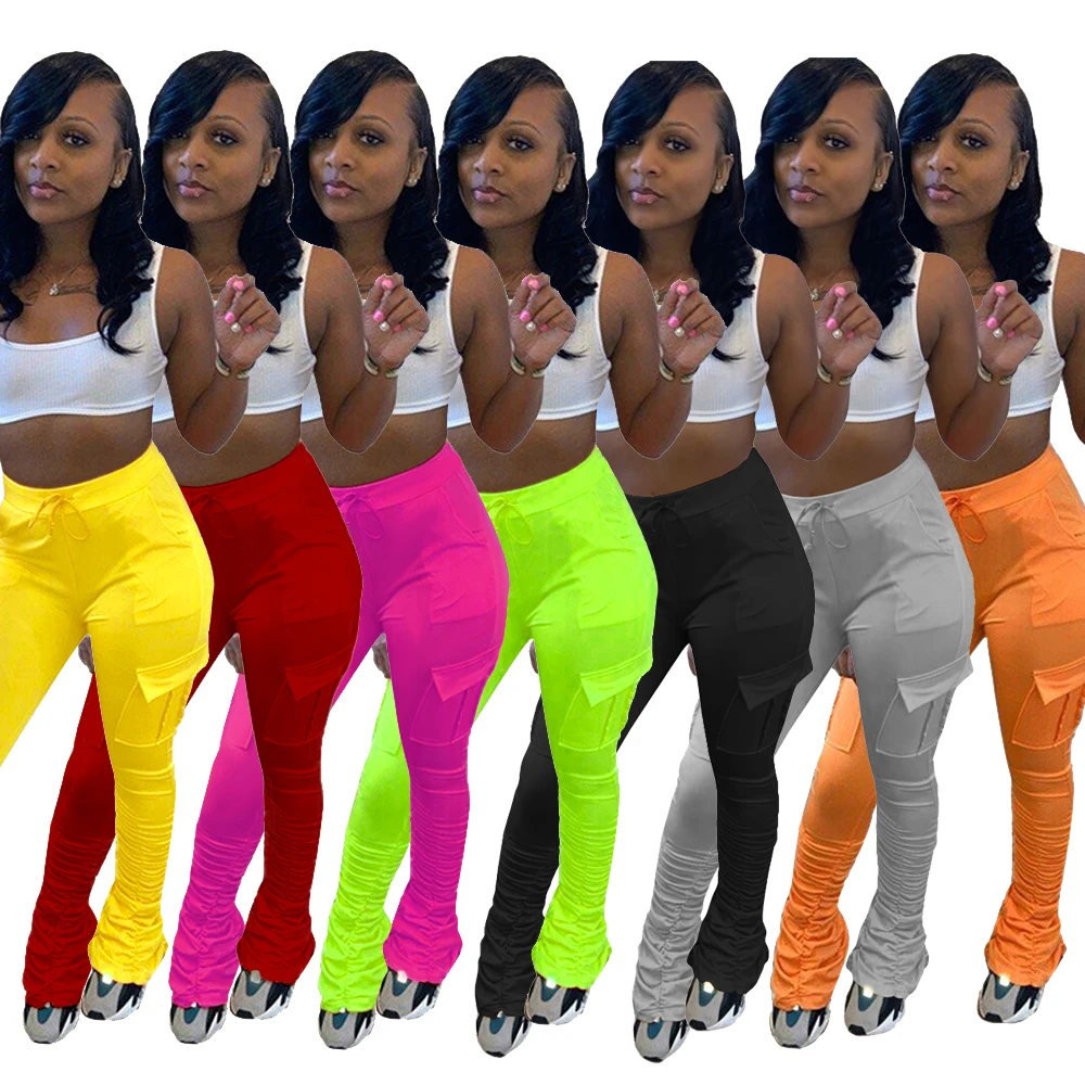 

FS1547D Hot sale Women solid colors stacked pants Fashion jogger pants