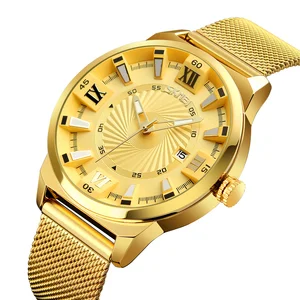 Skmei 9166 gold japan movt classic men quartz business luxury watch stainless steel quartz watch