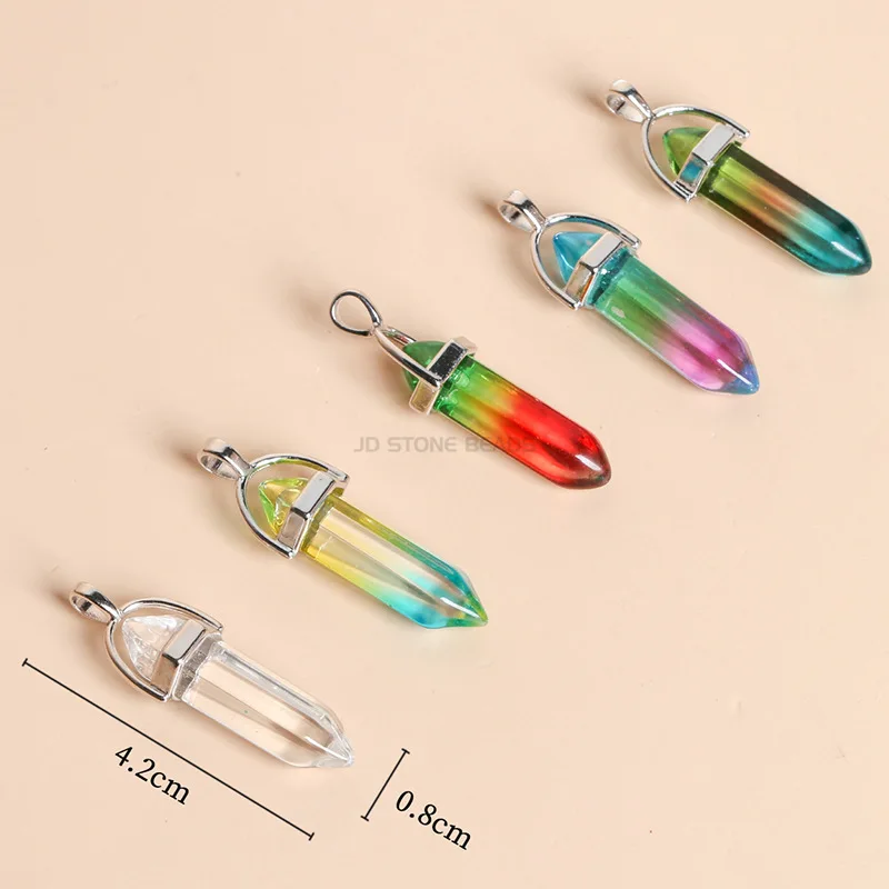 

wholesale hot sales DIY necklace ornament accessories semi-finished products transparent jewelry glass hexagon prism pendant