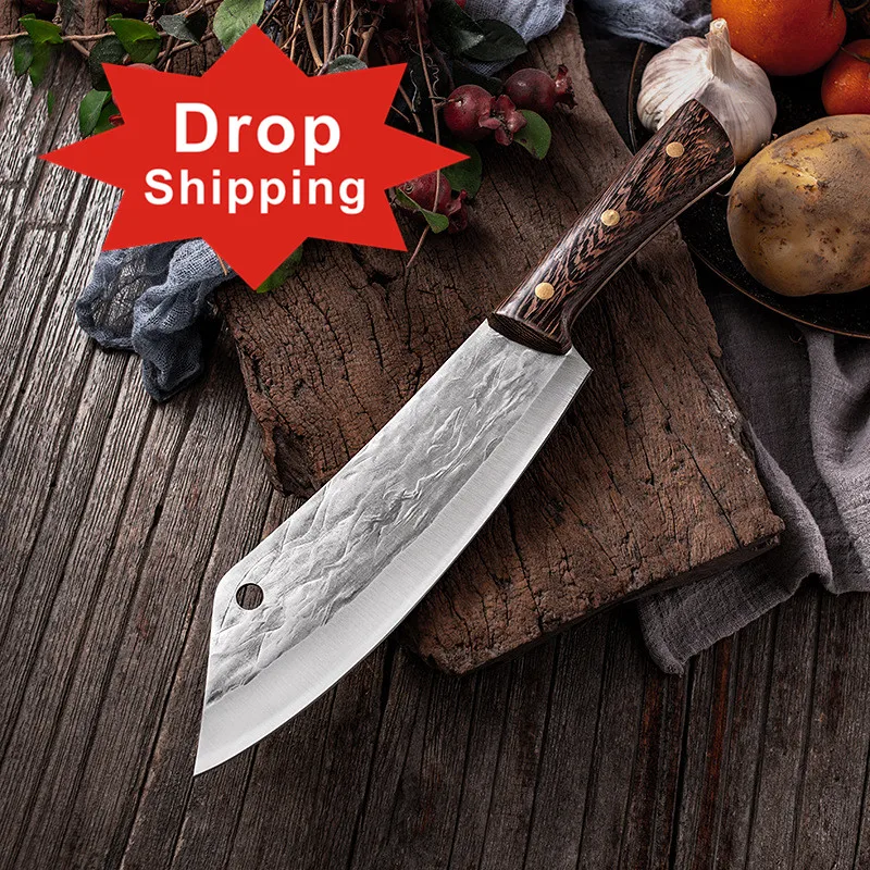 

Custom 8 inch High-carbon steel wenge wood handle kitche high quality chiness cleaver professiona chef butcher Slaughter knife, Silver