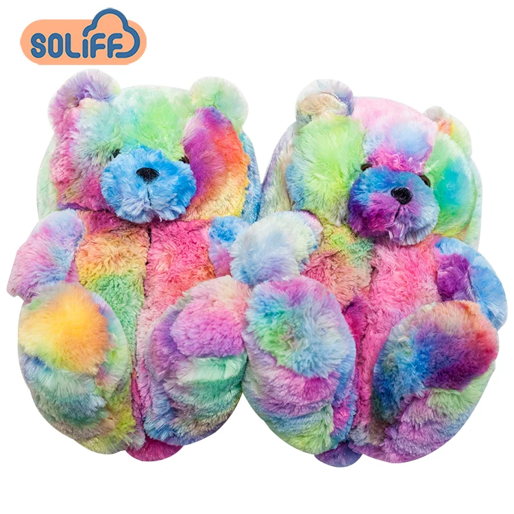 

2021 new arrivals fuzzy teddy Wholesale Plush New Style Slippers House Teddy Bear Slippers, Pink/yellow/grey or customized