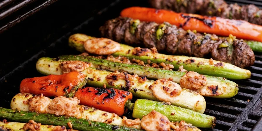 Grilled mushroom skewers with garlic and thyme