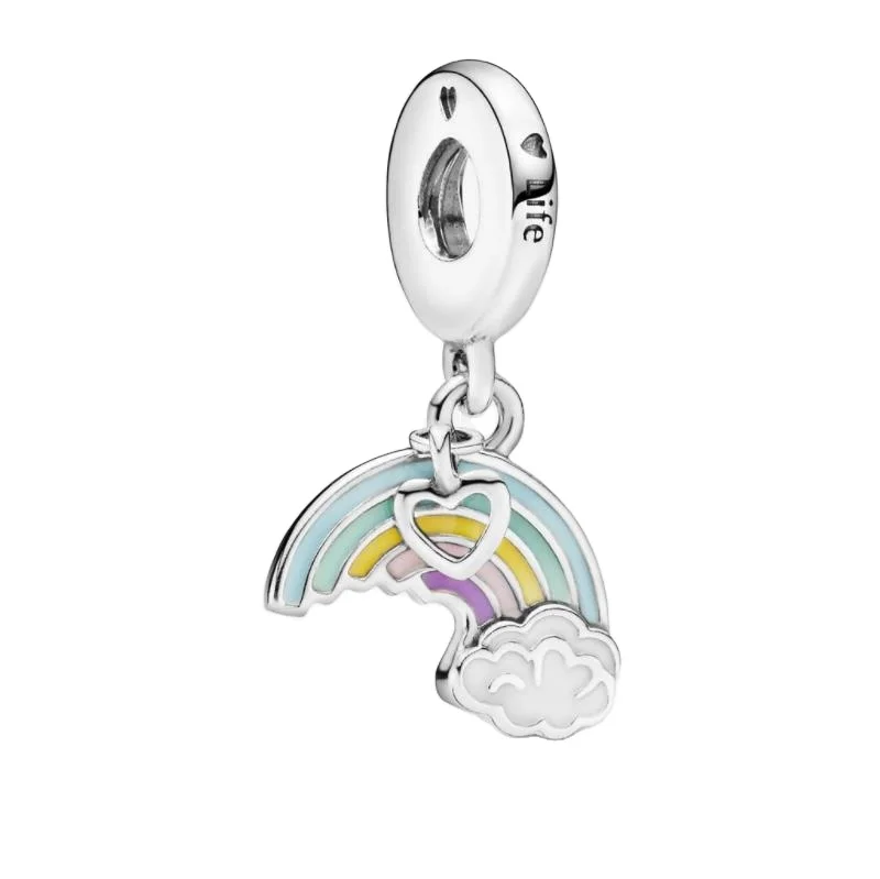 

wholesale hot sale 100% 925 sterling silver charms jewelry rainbow