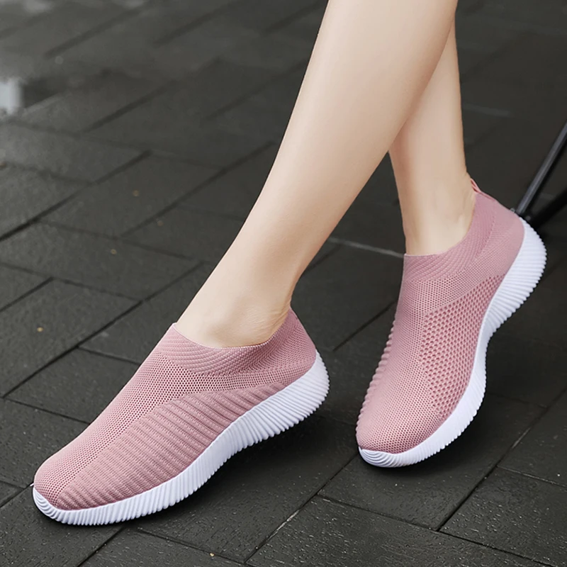 

Wholesale women's shoes Stretch Fabric vamp and MD outsole casual shoes non slip breathable flat shoes, Pink,grey,black, moonlight