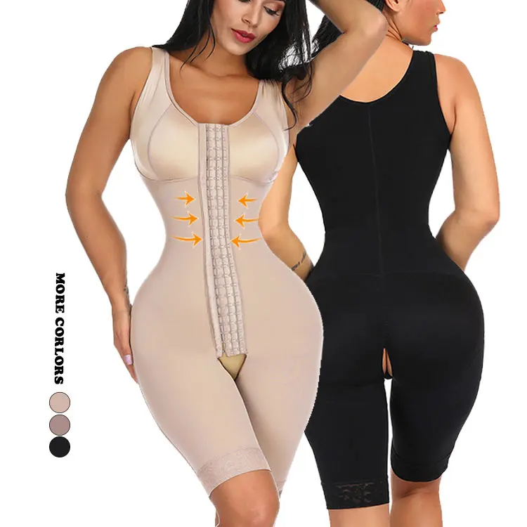 

2019 Plus Size Figure Shaper Brown Queen Size Plain Crotchless Unpadded Bodysuit