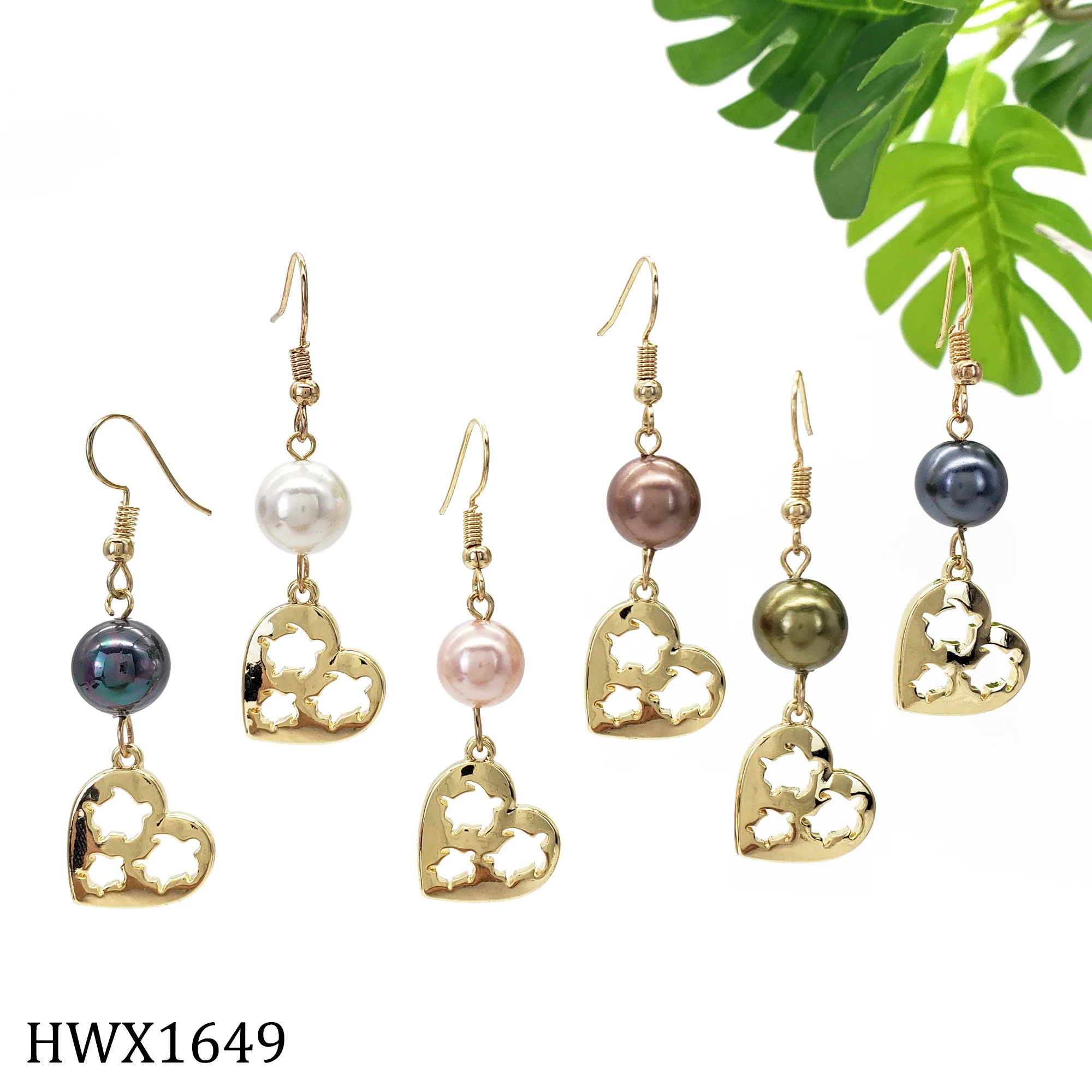 

Trendy 14K Gold Plated Turtle Jewelry Dangle Earring Wholesale Hawaiian Heart Shaped Drop Earrings