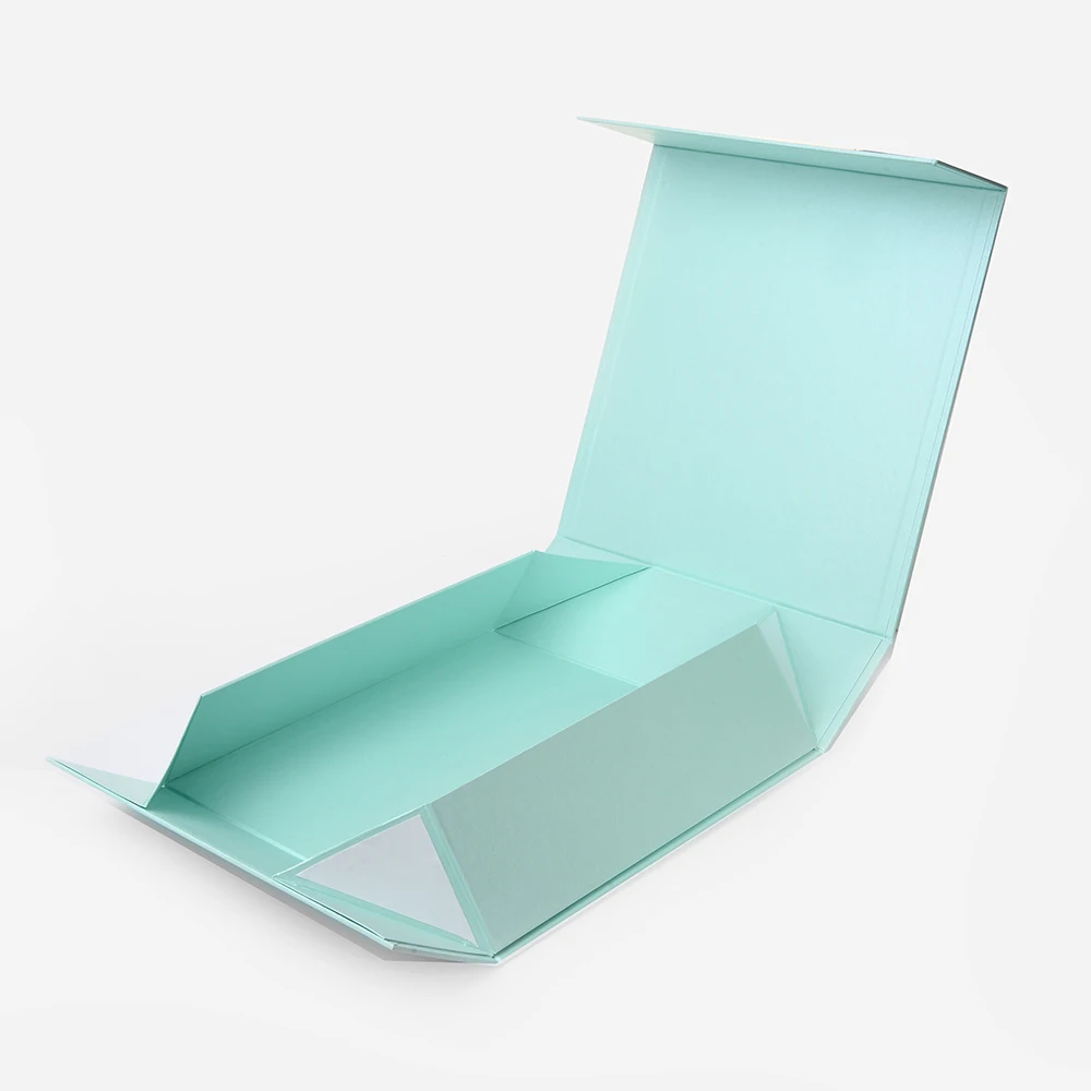 
Custom High Quality Apparel Magnetic Flat Folding Packaging Gift Rigid Cardboard Foldable Collapsible Box With Nice Ribbon 