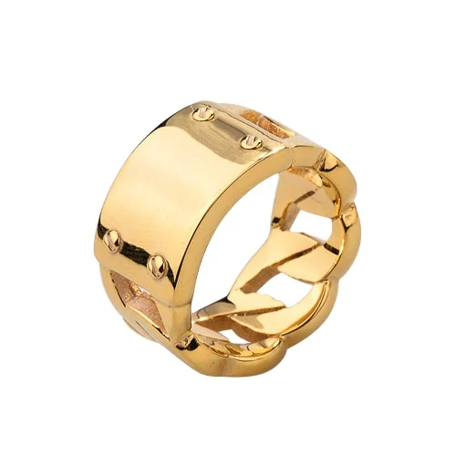 

18k gold plated chain style ring stainless steel chain ring for men man ring gold plated, Picture