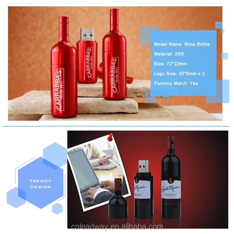 Plastic wine bottle shaped promotional gift Usb 2.0 Flash Drive - ANKUX.COM