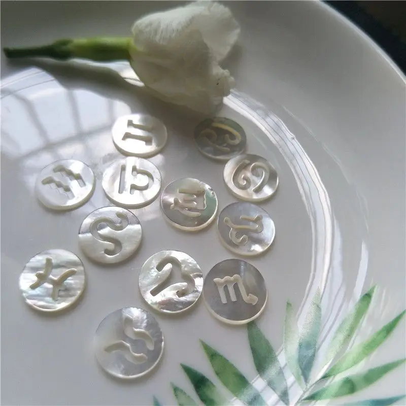 

White fritillary mother 12 constellations accessories 12 constellations pendant bracelet DIY handwork accessories natural stone