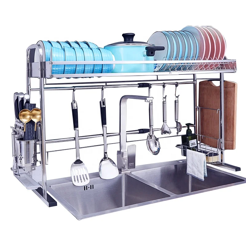 

Multifunction 304 metal Sink drain kitchen steel rack storage dry stainless steel kitchen dish rack