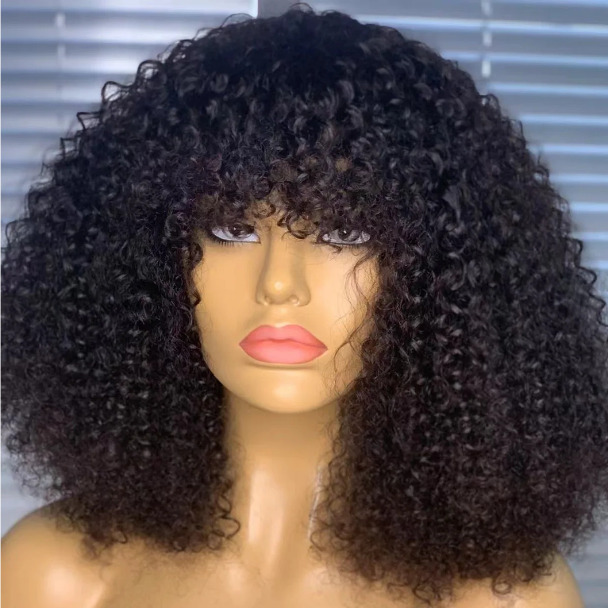 

Full Density Human Hair Kinky Curly Machine Made Bob Wig Ready to Ship 100% Human Hair Natural Color Kinky Curl Machine Made Wig