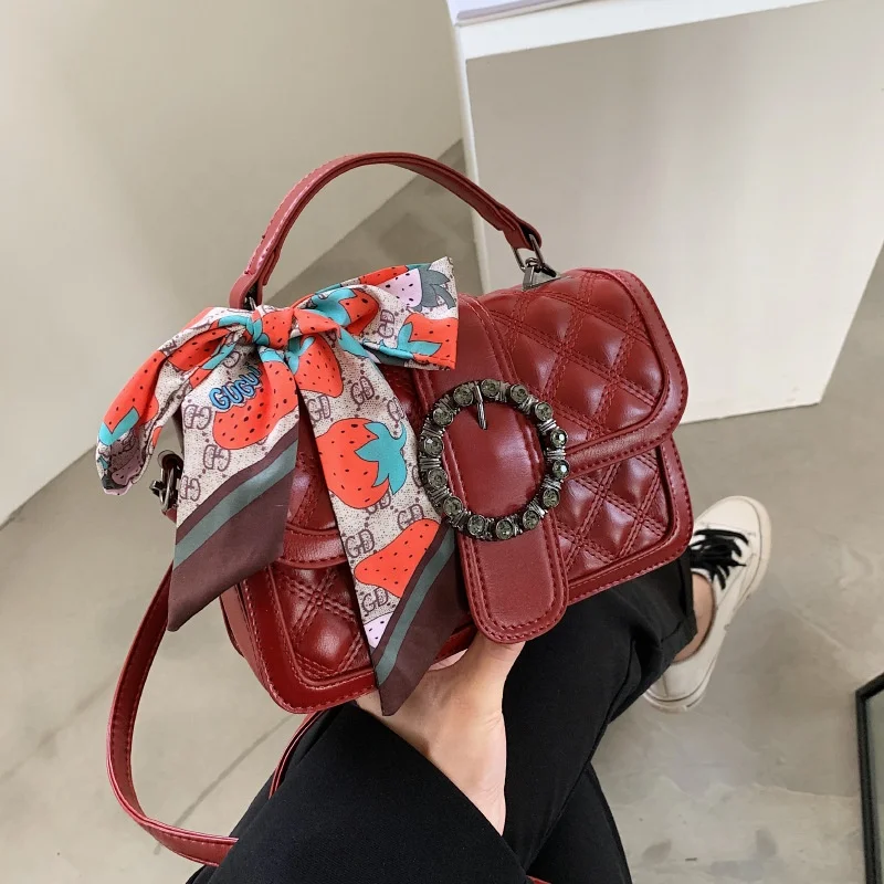 

2021 new fashion one-shoulder messenger bag texture Korean style Western-style silk scarf handbag