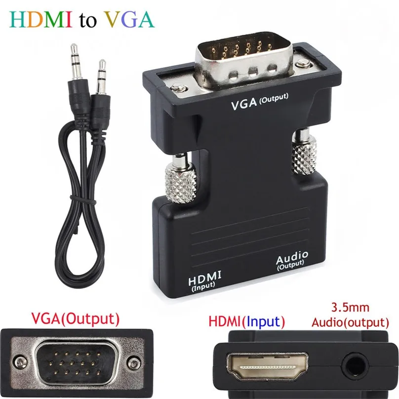 

1080P HDMI Female to VGA Male Converter Lead HDMI to VGA Converter Adapter with Audio Output CableFor PC Tablet laptop PC TV