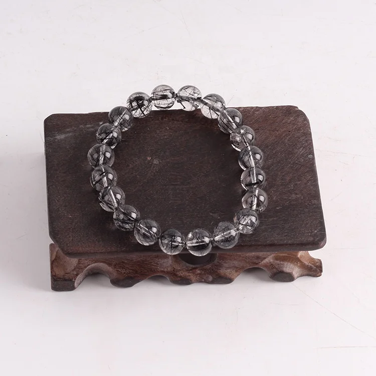 

Natural stone jewelry high quality black hair rutilated quartz crystal bracelet, As picture