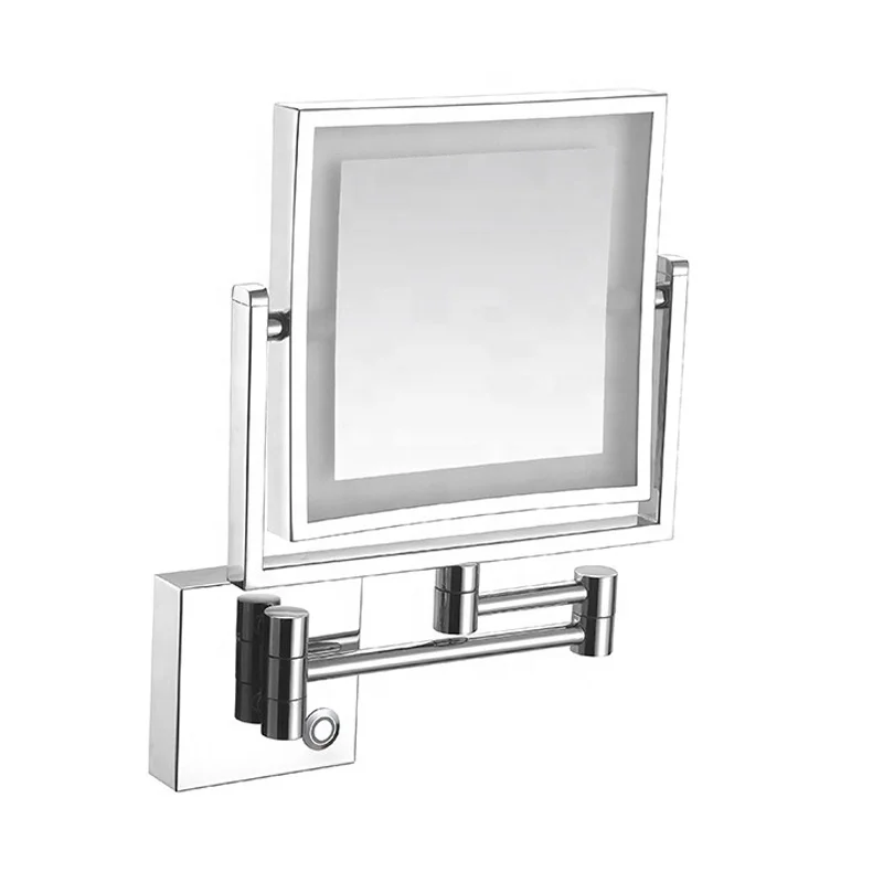 

hotel wall mounted folding square bathroom LED light makeup beauty mirrors