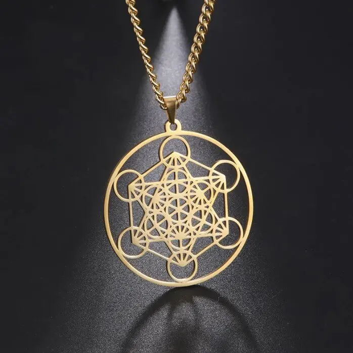 

Fast ship solomon archangel metatron angel of life seal cut out pendant necklace gold stainless steel hollow necklace jewelry