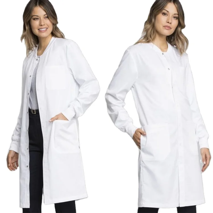 lab coat with cuffed sleeves