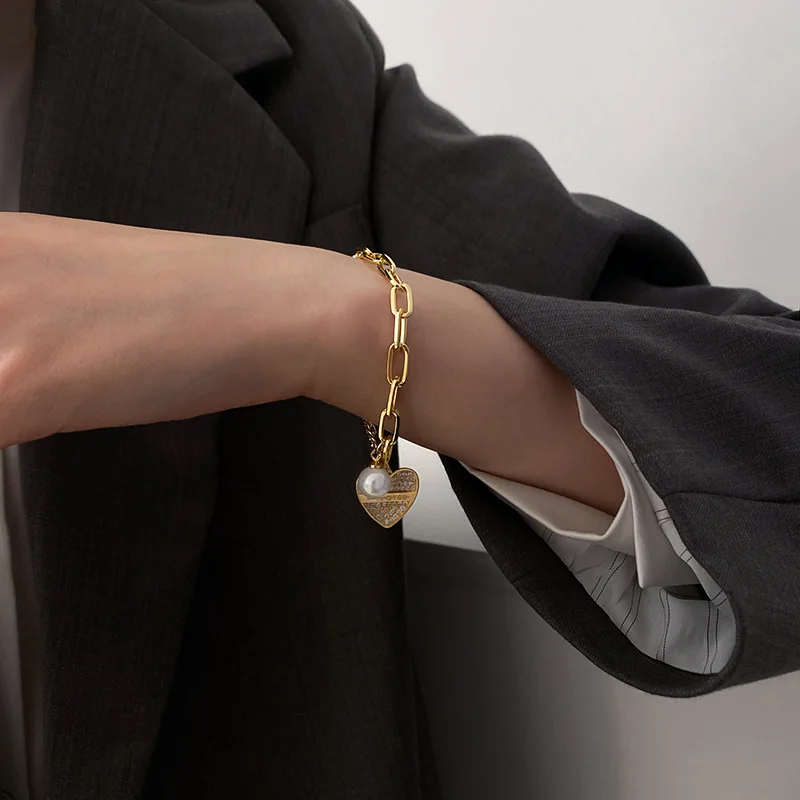 

fashion crystal heart chain bracelet women