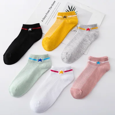 

HF women ladies cheap wholesale colorful summer high quality stripe Stars short ankle socks