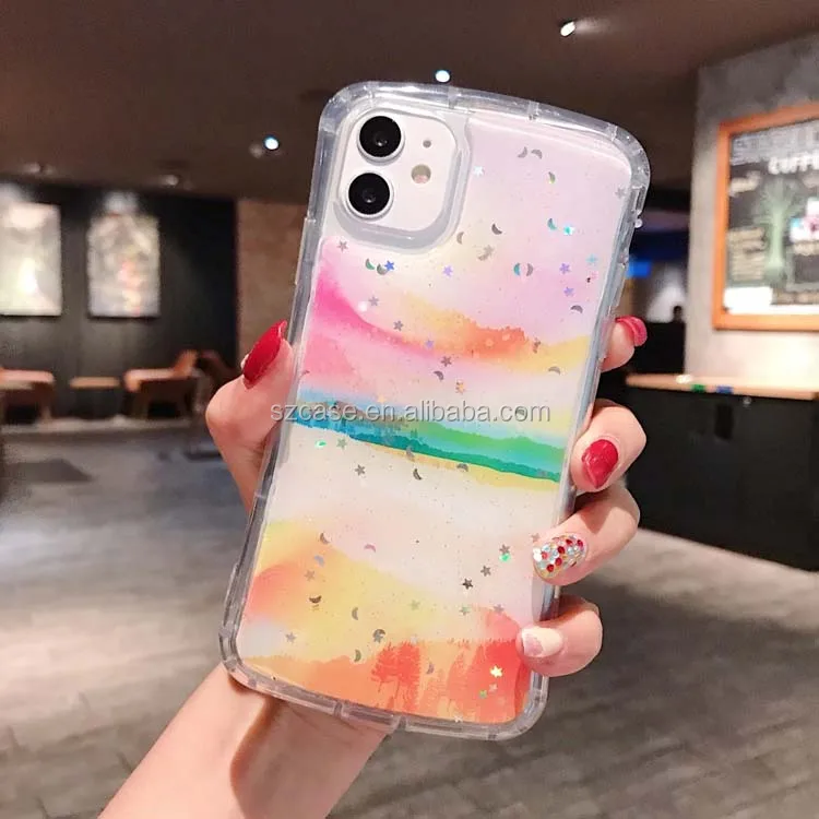 

Newest Armor Shockproof Transparent Colorful Hard Acrylic Glue Printing Mobile Phone Back Cover Case For Iphone Xs Max (6.5)