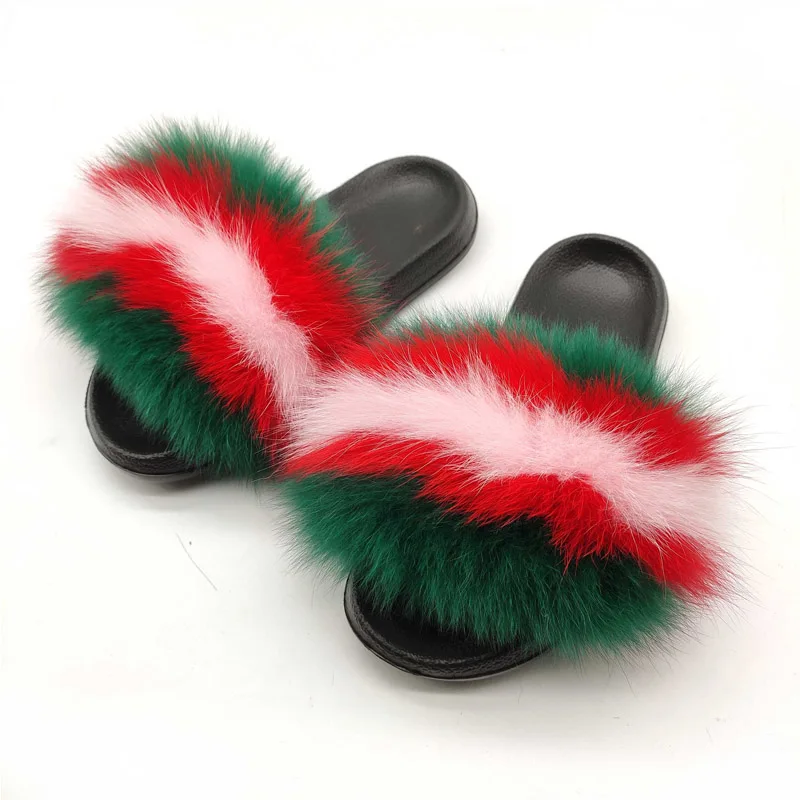 

2020 Hot Selling Fashion Womens Colorful Mink Fur Slippers With Custoimzed Logo Real Fur House Slippers, Colours