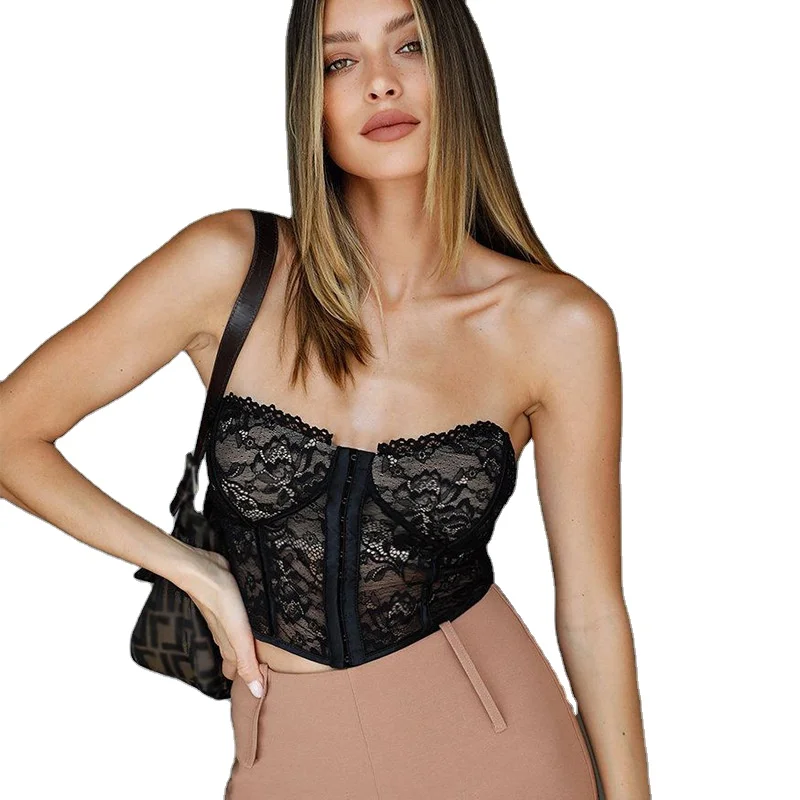 

Lace Vest Hook Buckle Chest Wrap European And American Pattern Bottoming Slim Fashion Waist I-Shaped XQM