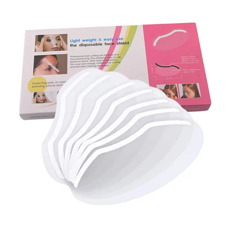 

50pcs Disposable Transparent Face Mask Hairspray Shield Hair Salon Barber Hair Cutting Eye Protector Cover Bang Paster