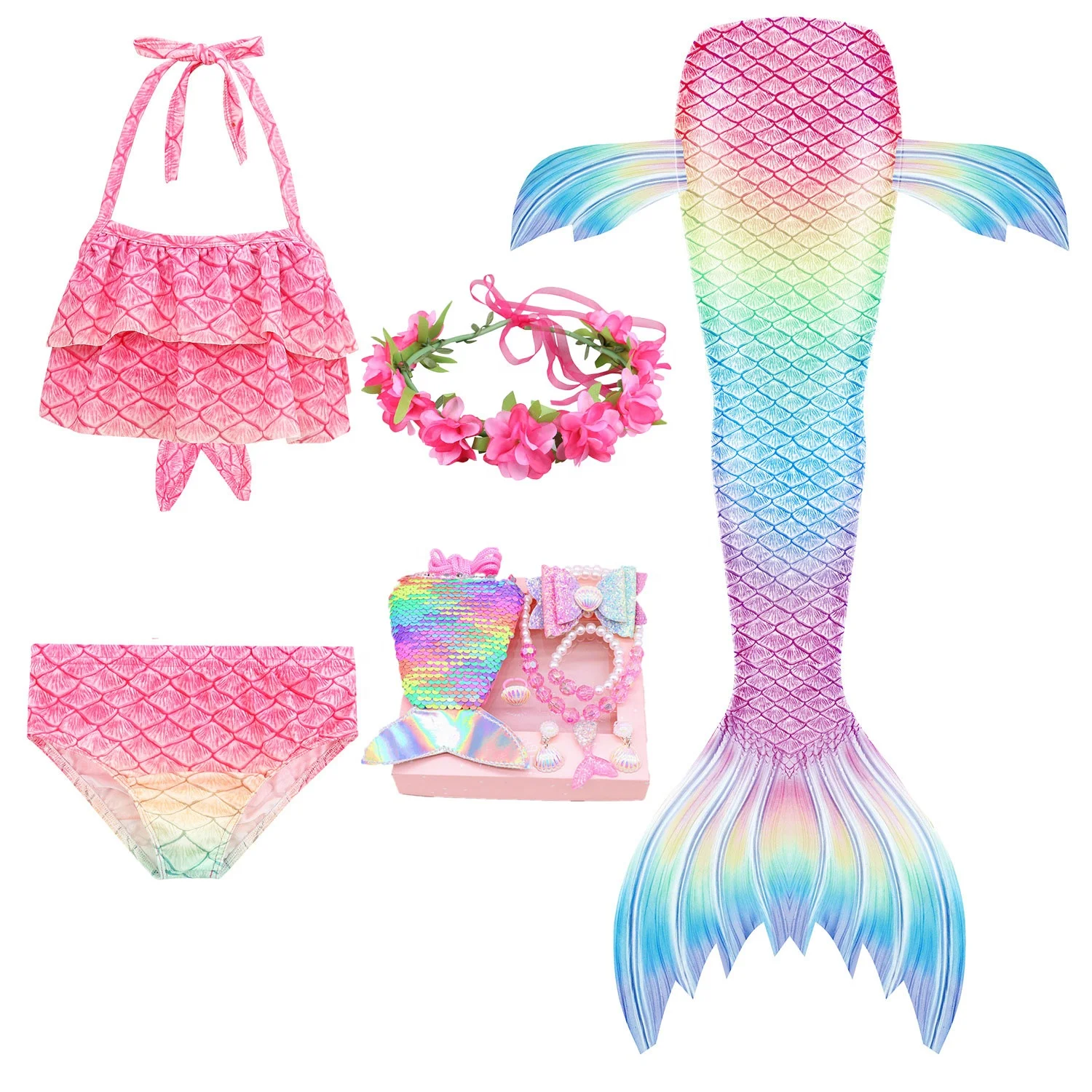 

Sexy One Piece Girls Swimsuit Little Mermaid Swimwear Baby Summer Swimsuit Princess Fancy Dress Costumes, As picture