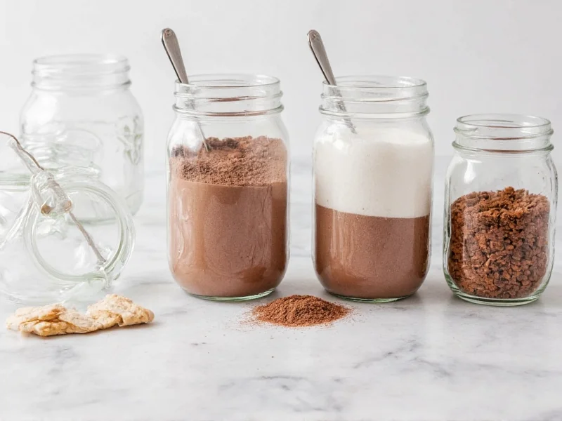 Homemade hot cocoa mix ingredients in mason jars