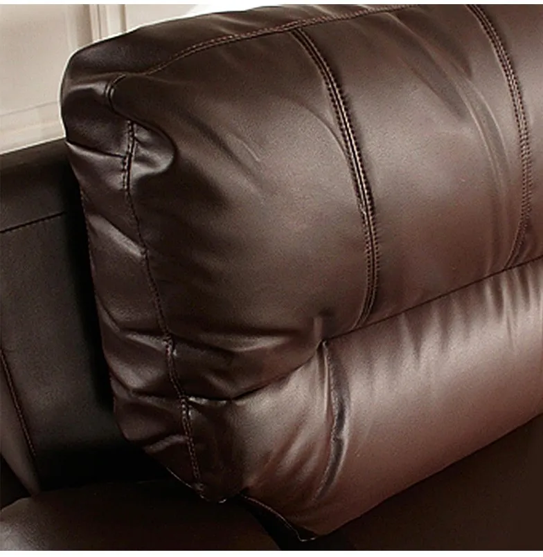 Luxury Living room furniture 3+2+1 Black real leather sofa
