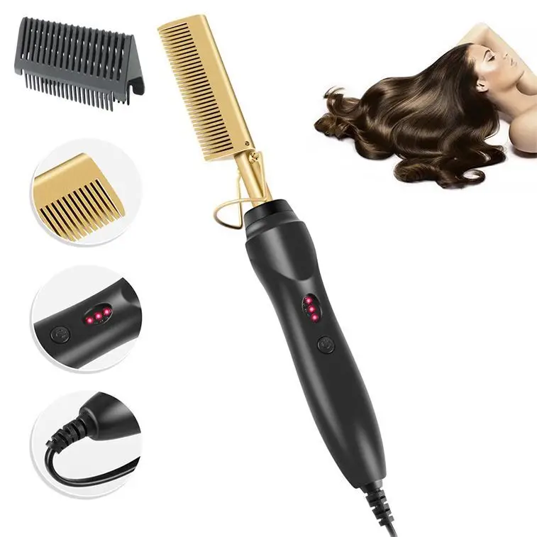 

Electric Curls Straight Iron Mini Titanium Alloy Heating Pressing Hair Hot Comb