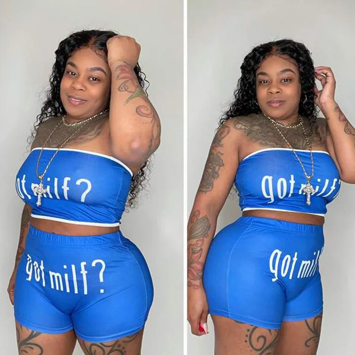 

Plussize Snack Set Fashion Sets Boyshort Candy Bar With Short Tube Top Two Piece 2Pc Pants Wholesale Hot Sport Bra 2 Pc, Picture shows