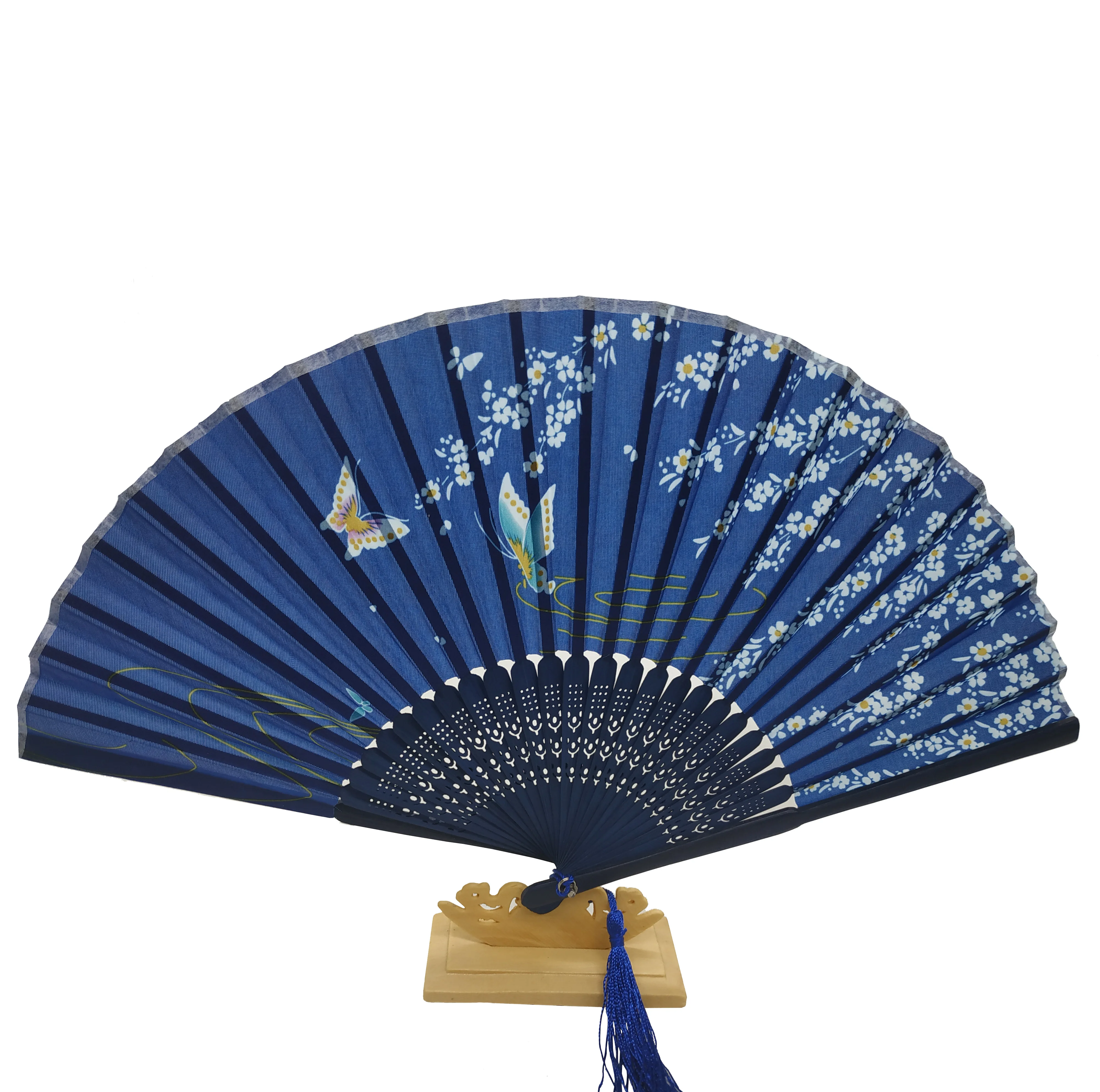 

In Stock Folding Fabric Bamboo Folding  Hand Fan For wholesale, As custom