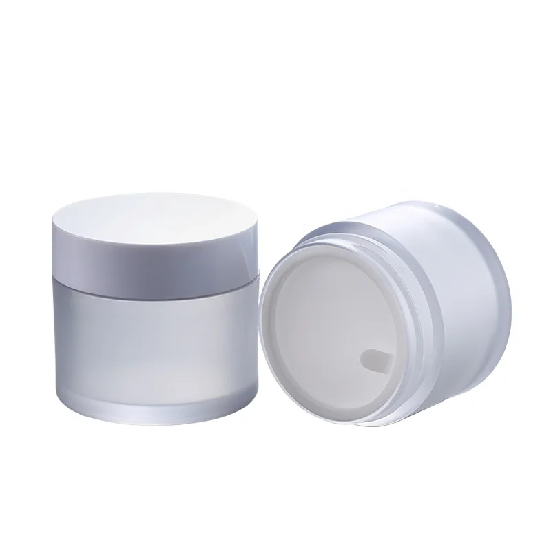 

Wholesale empty cosmetic containers 50ml frosted face cream PET plastic jars with ABS lids