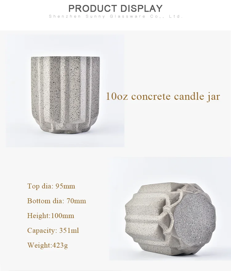 eco friendly 10oz concrete candle making empty jars containers